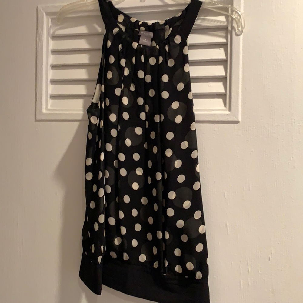 Ann Taylor Chiffon Polka Dot Sleeveless Blouse